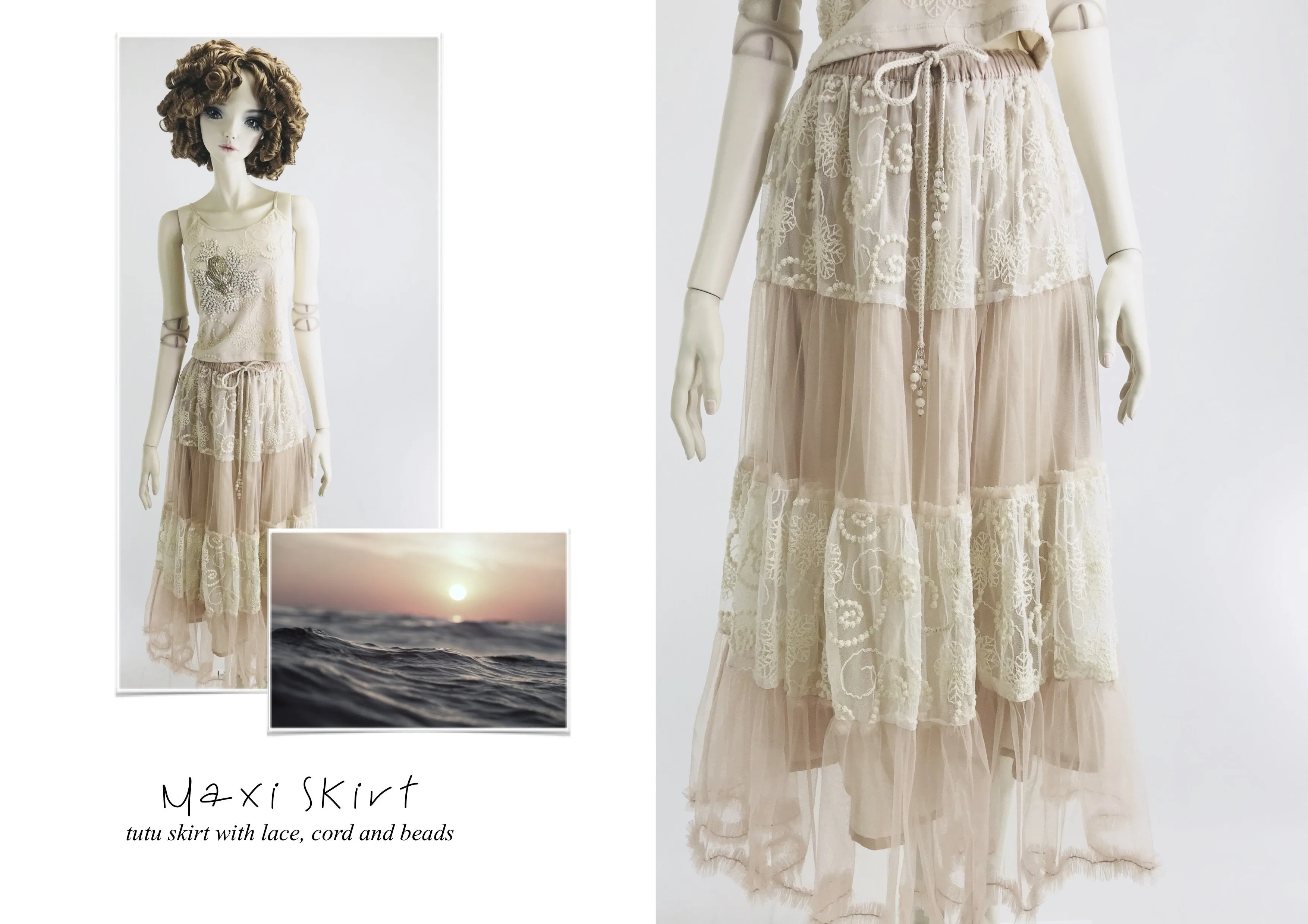 [ OUTLET!] DOLLY by Le Petit Tom ® BOHO maxi skirt ballet pink