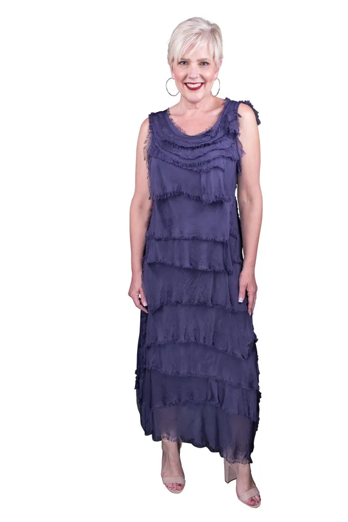 Aleena Silk Maxi Ruffle Dress (DT215)