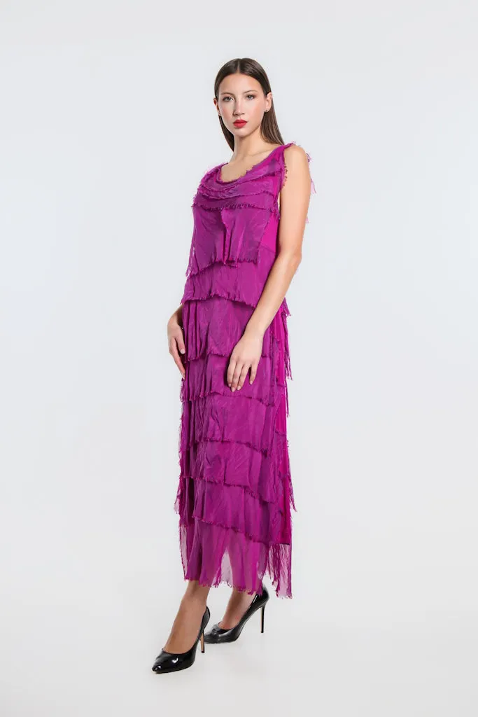 Aleena Silk Maxi Ruffle Dress (DT215)