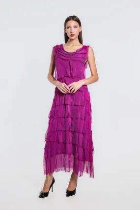 Aleena Silk Maxi Ruffle Dress (DT215)