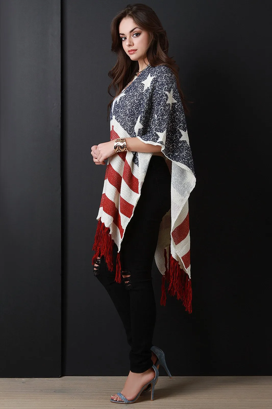 America Fringe Open Kimono Cardigan