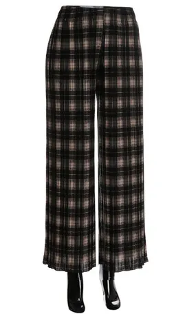 AO1192 Black Plaid Culotte Palazzo Pants