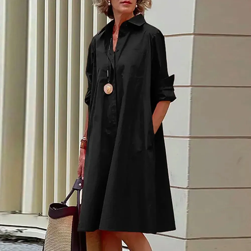 Arabelle - Elegant Button-Up Midi Shirt Dress for Women