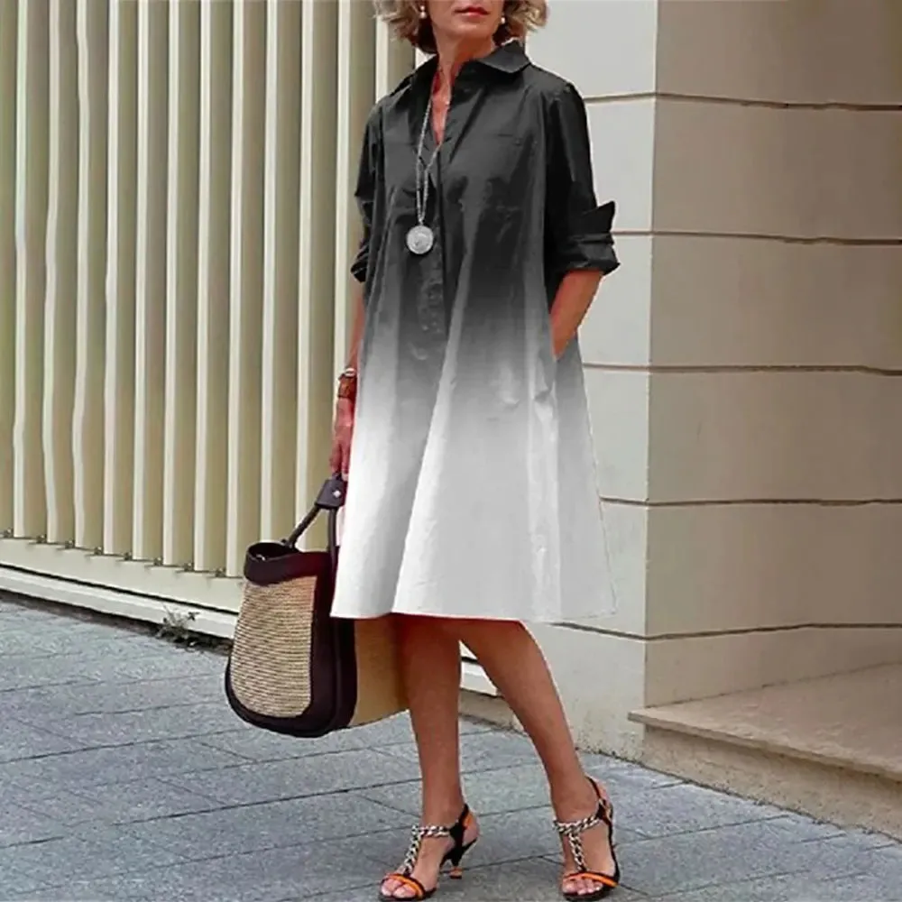 Arabelle - Elegant Button-Up Midi Shirt Dress for Women