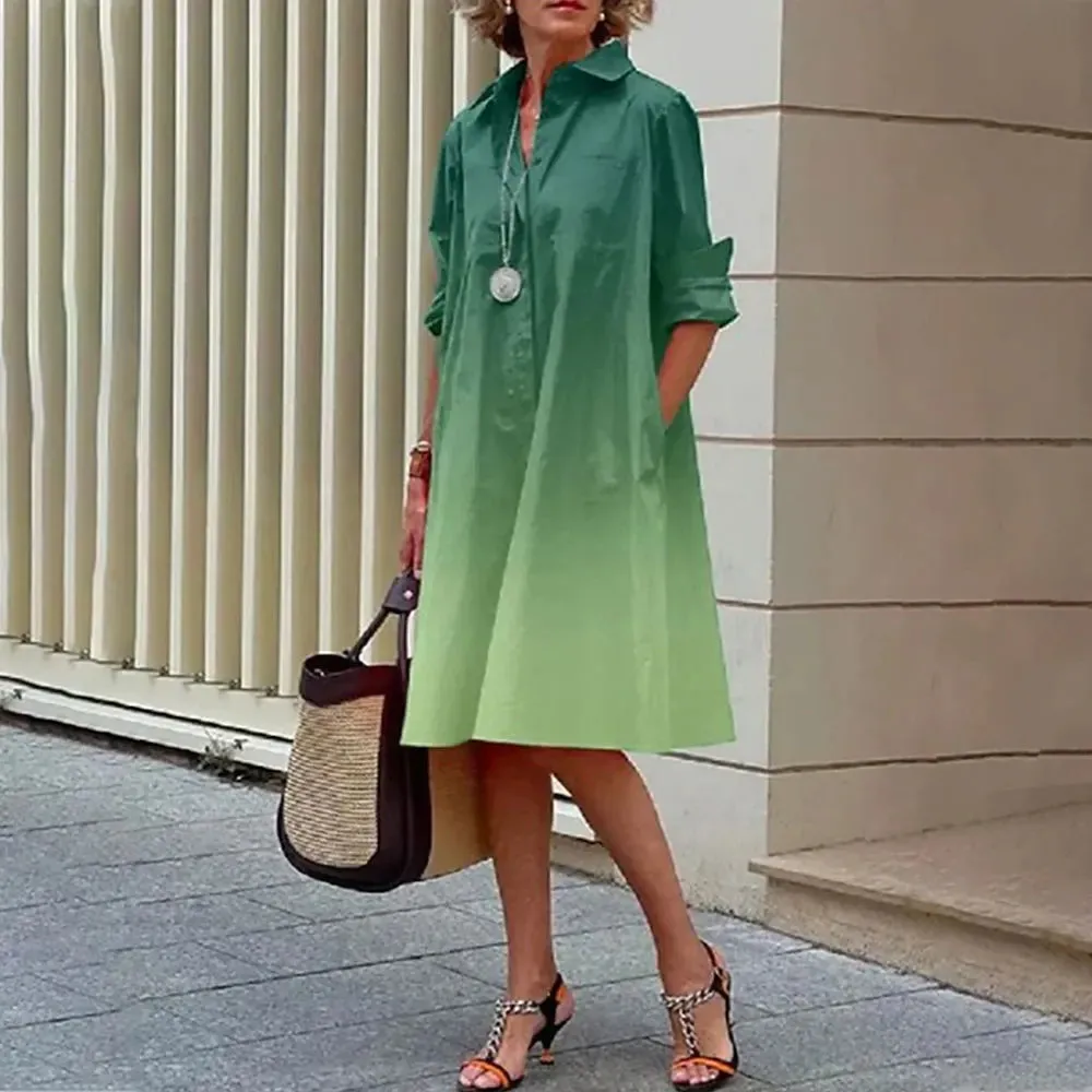 Arabelle - Elegant Button-Up Midi Shirt Dress for Women