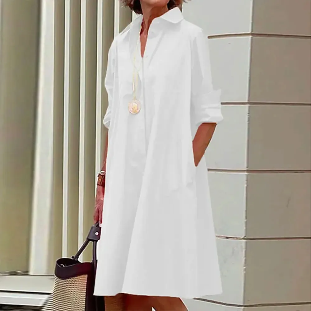 Arabelle - Elegant Button-Up Midi Shirt Dress for Women