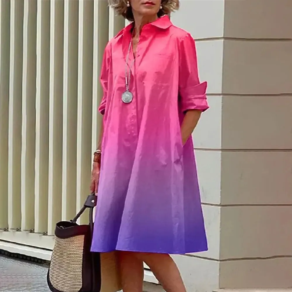 Arabelle - Elegant Button-Up Midi Shirt Dress for Women