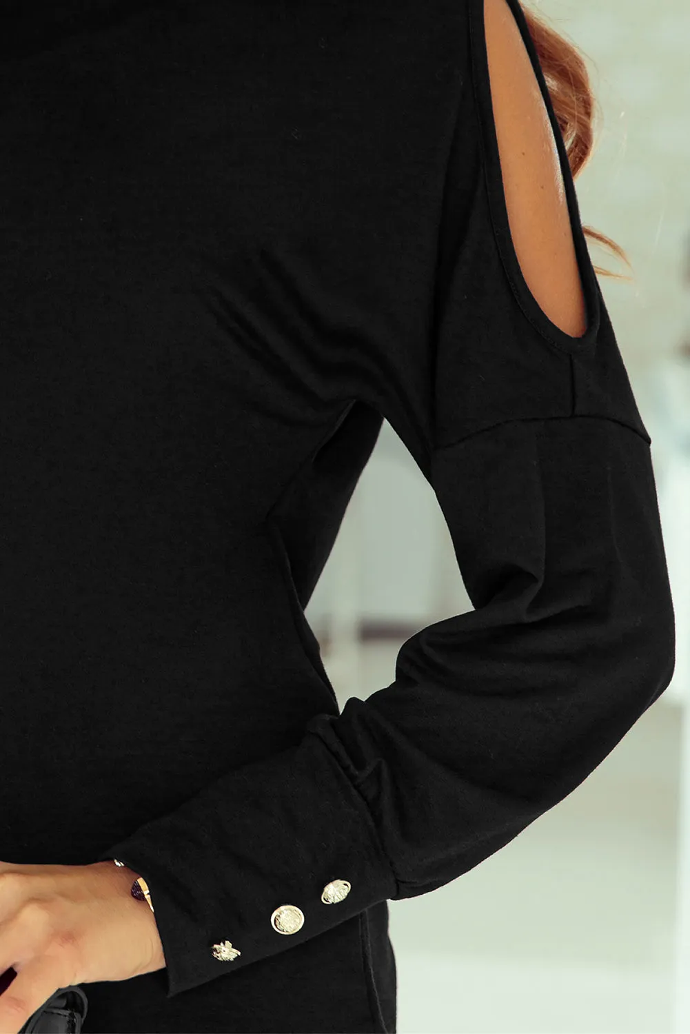 Asymmetrical Cut Out Long Sleeve Top