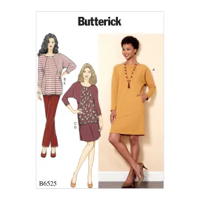 B6525 Misses' Knit Dress and Tunic, Skirt, and Pants