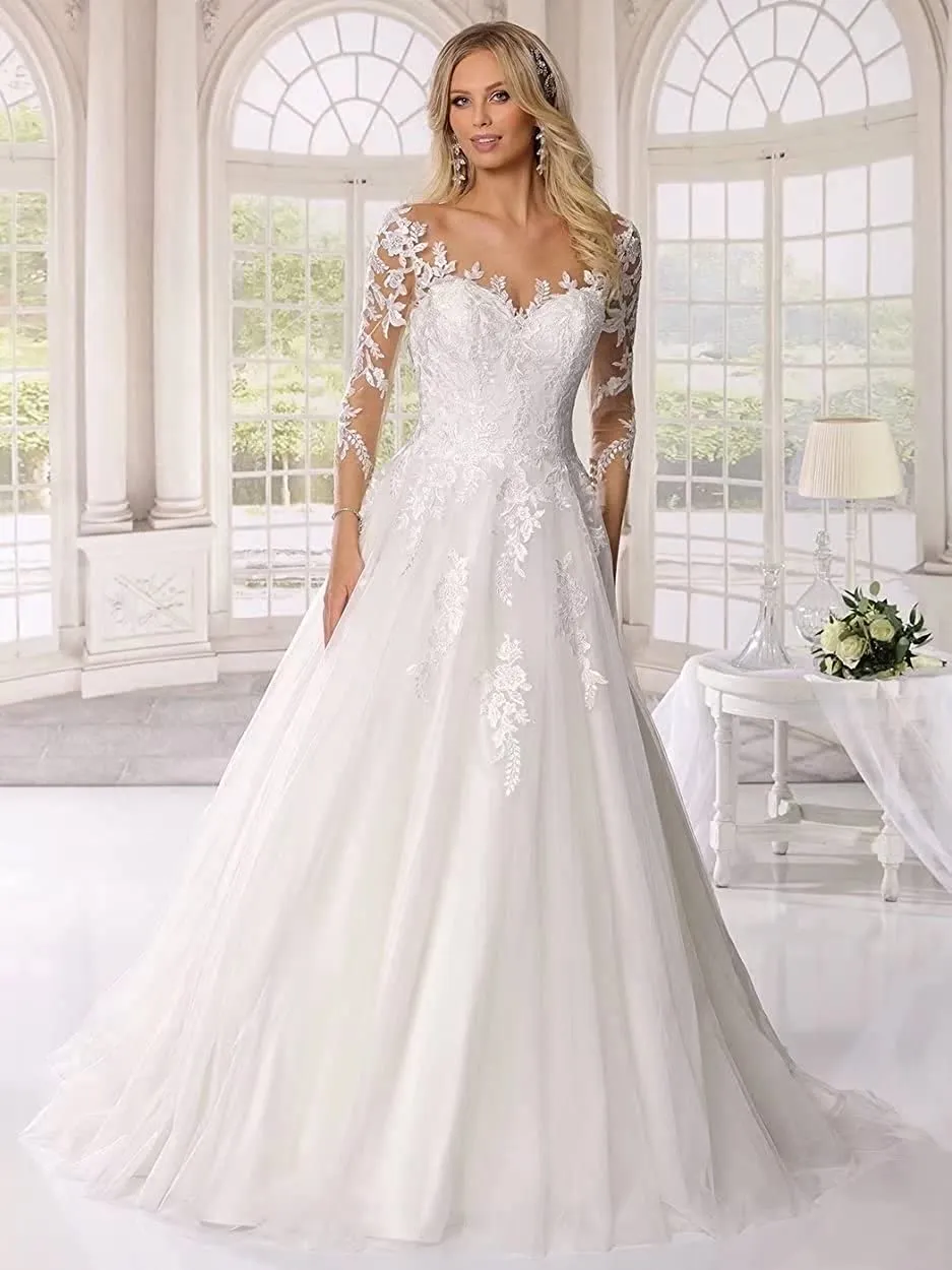 Ball Gown Lace Wedding Dresses for Bride 2023 Off Shoulder