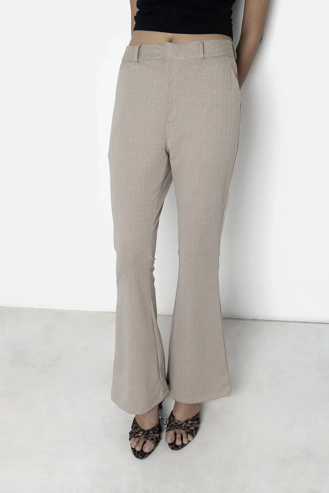 Beige Bootcut Trouser