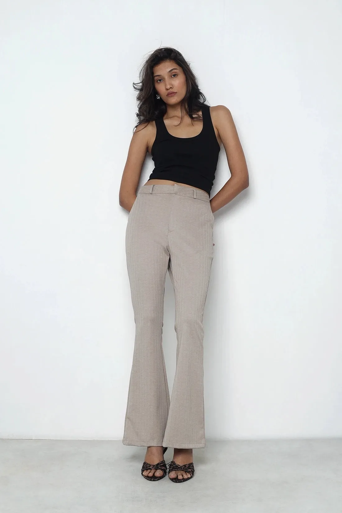 Beige Bootcut Trouser