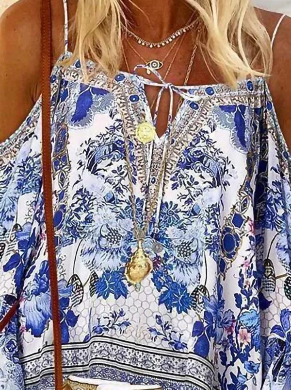 Boho Style Off Shoulder Suspender Blouses