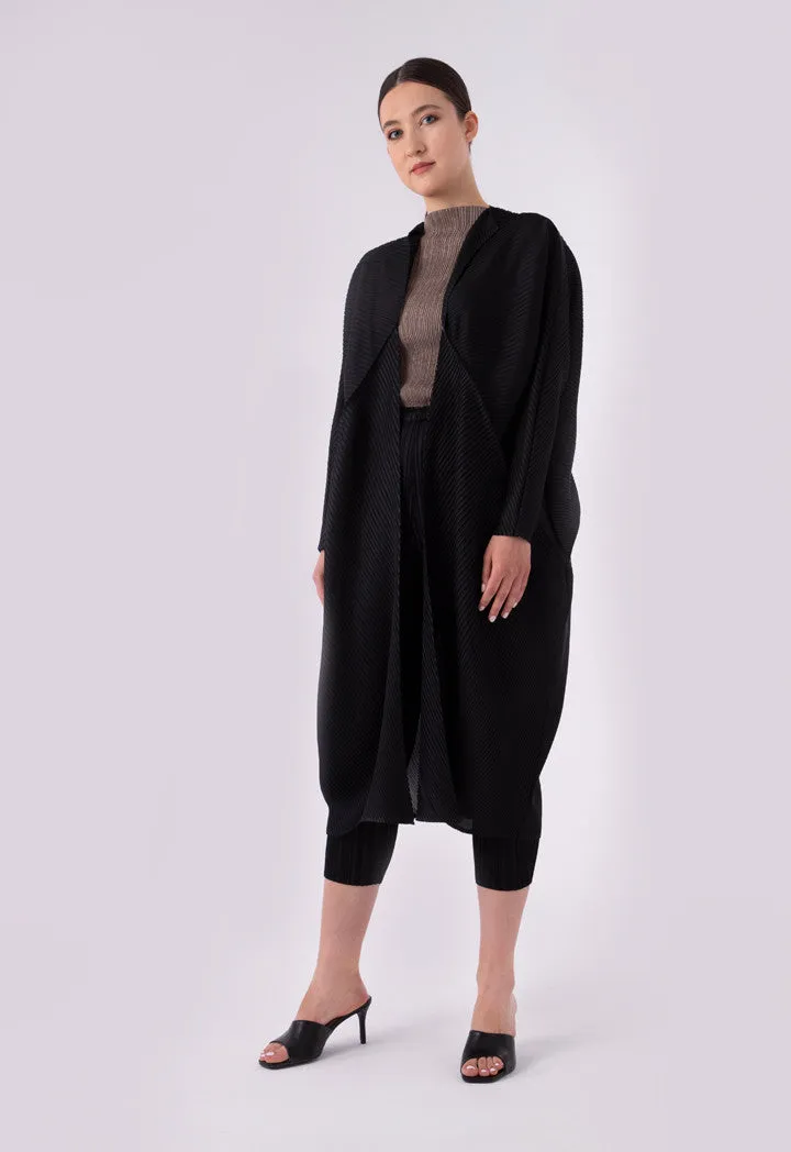 Choice Egg Shape Electric Pleated Outerwear Black