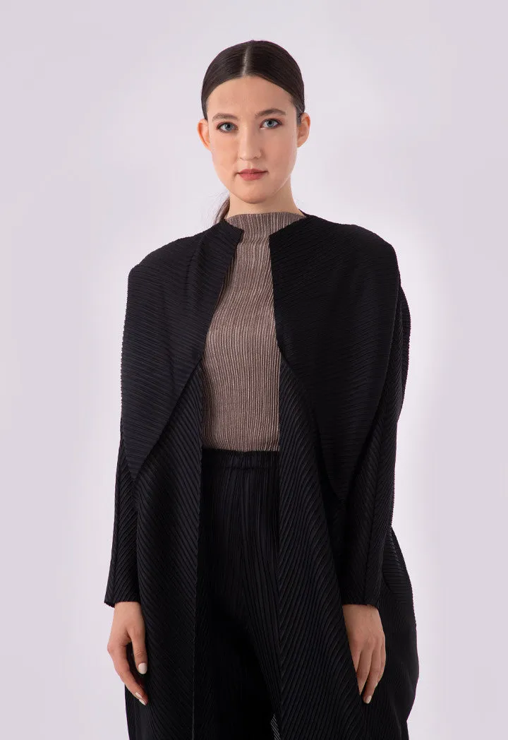 Choice Egg Shape Electric Pleated Outerwear Black