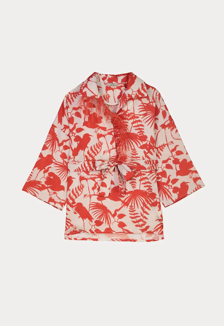 Choice Leaf Printed Shirt Jacket Print