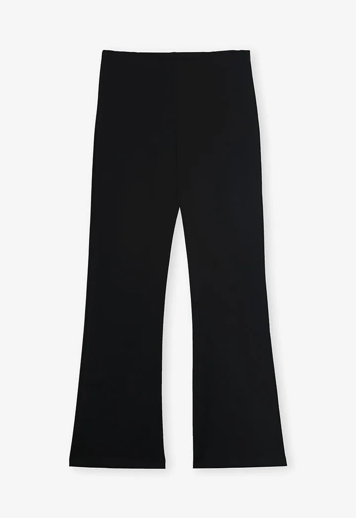 Choice Solid Flare Hem Trousers Black