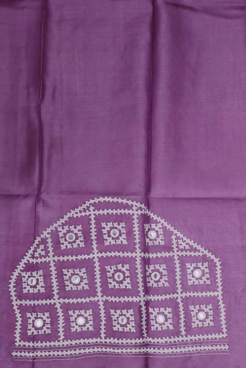 Cream Pattern on Pink Kantha Silk Blouse