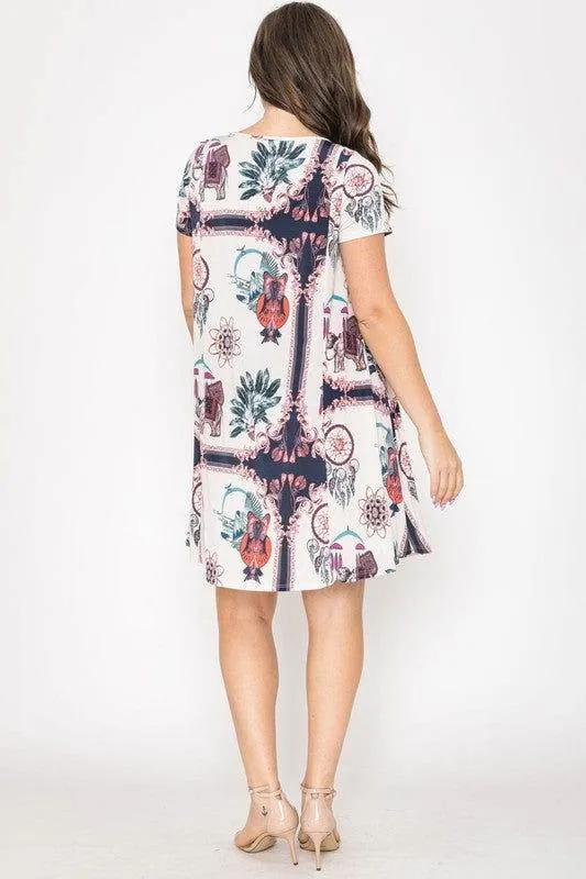 Dream Catcher Print Shift Dress