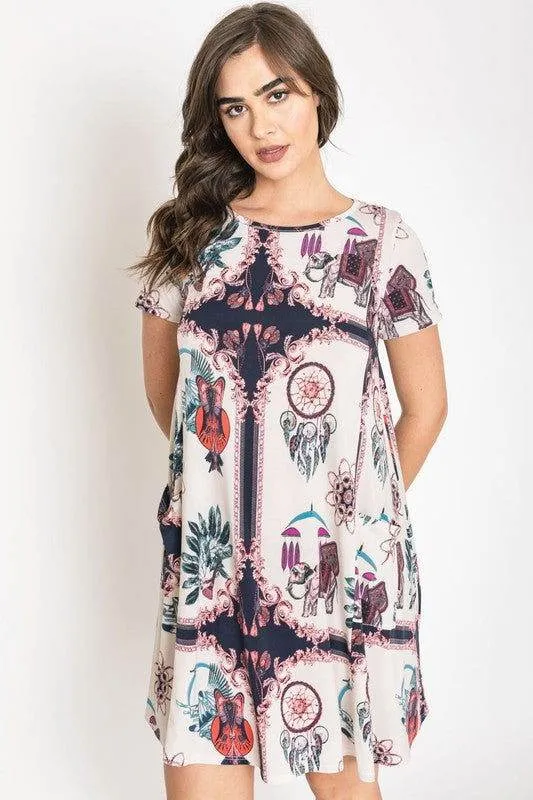 Dream Catcher Print Shift Dress