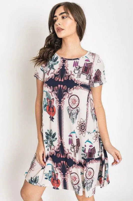 Dream Catcher Print Shift Dress