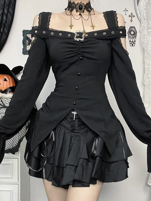 Elegant goth off-shoulder top