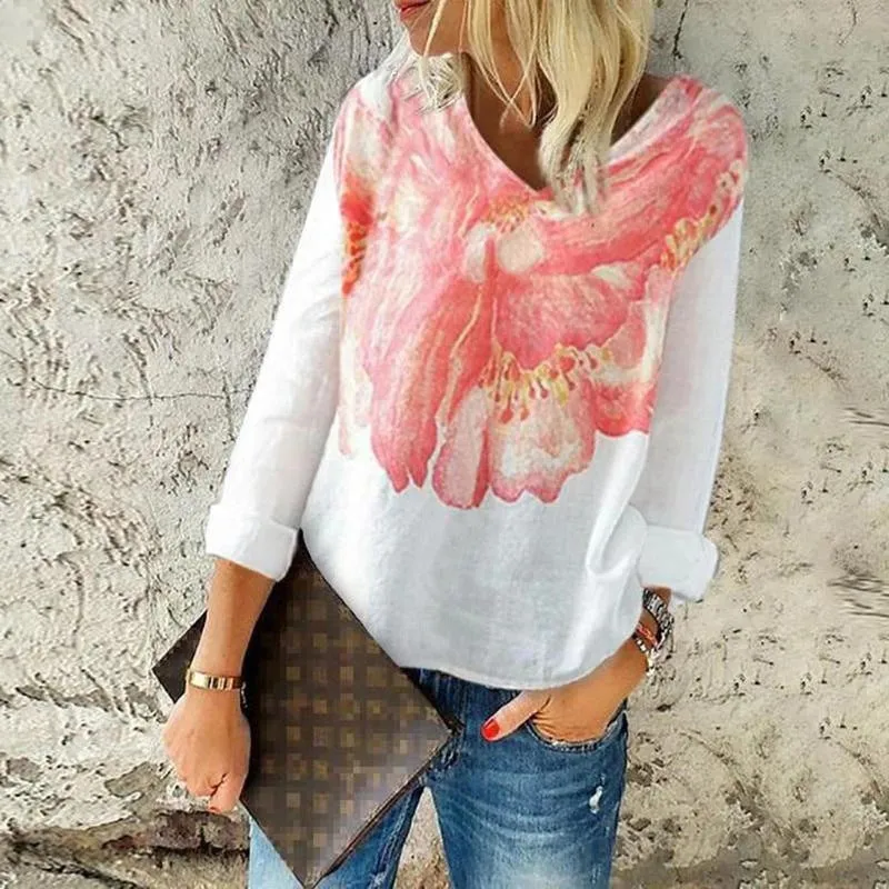 Fashion casual loose long sleeve printed T-shirt top