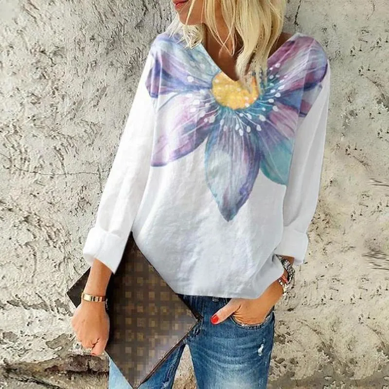 Fashion casual loose long sleeve printed T-shirt top