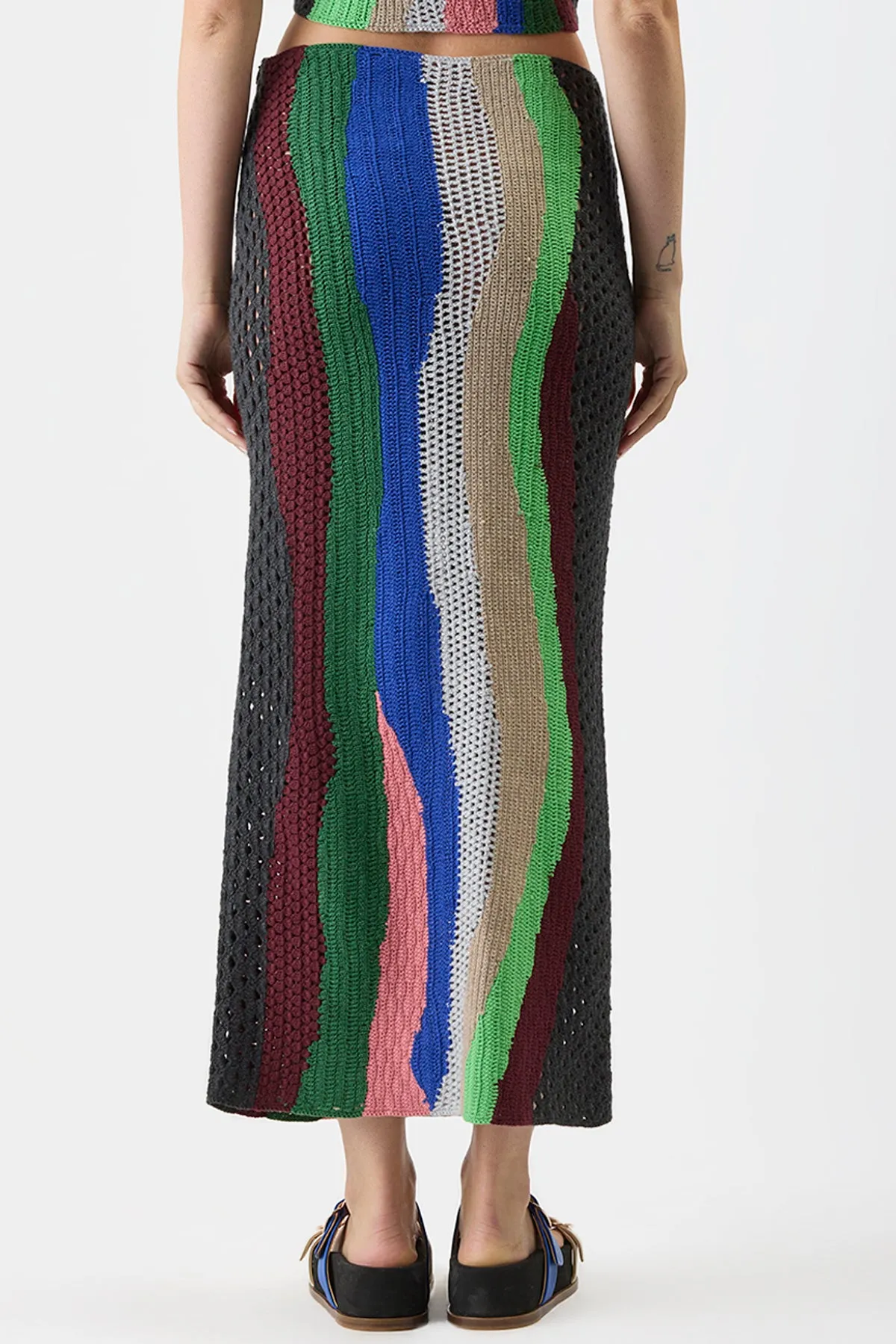 Fatima Crochet Maxi Skirt in Multi Cashmere