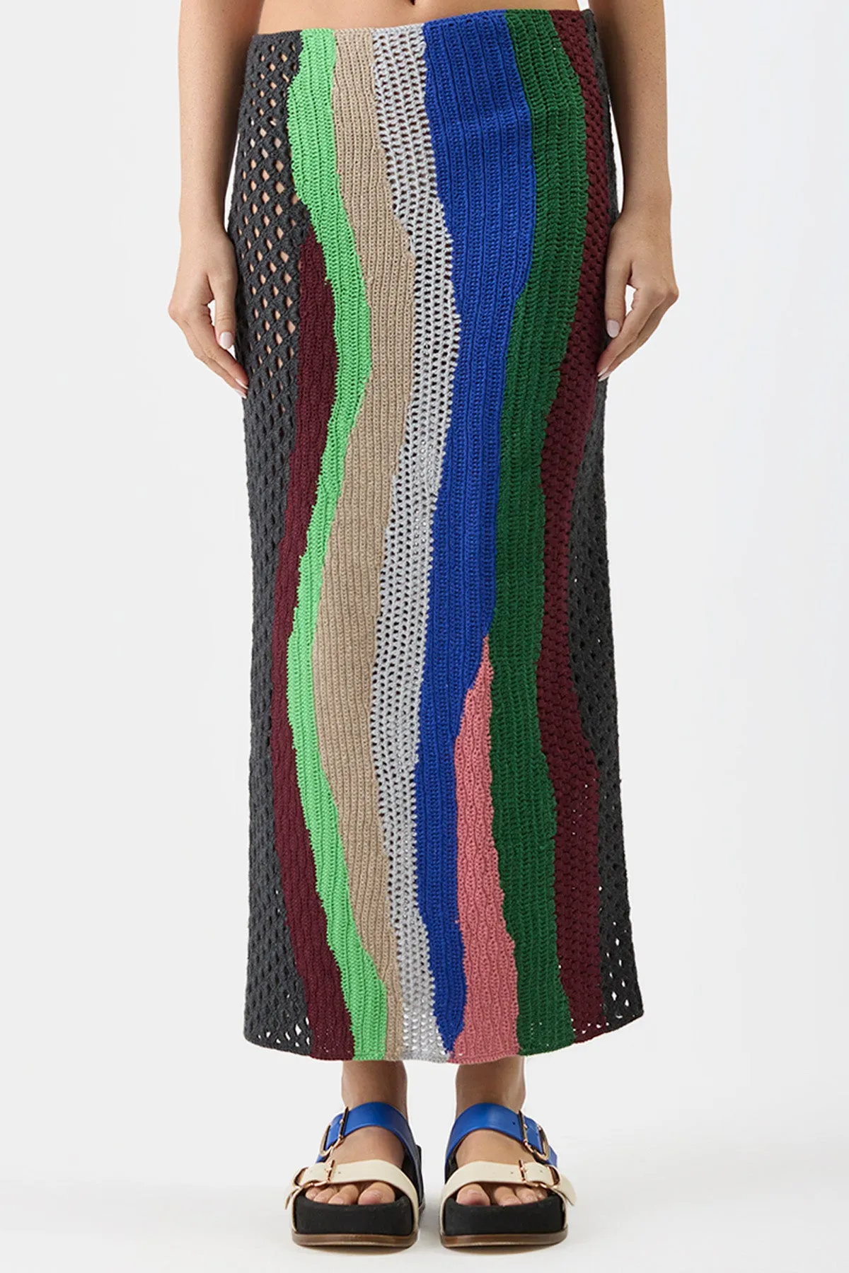 Fatima Crochet Maxi Skirt in Multi Cashmere