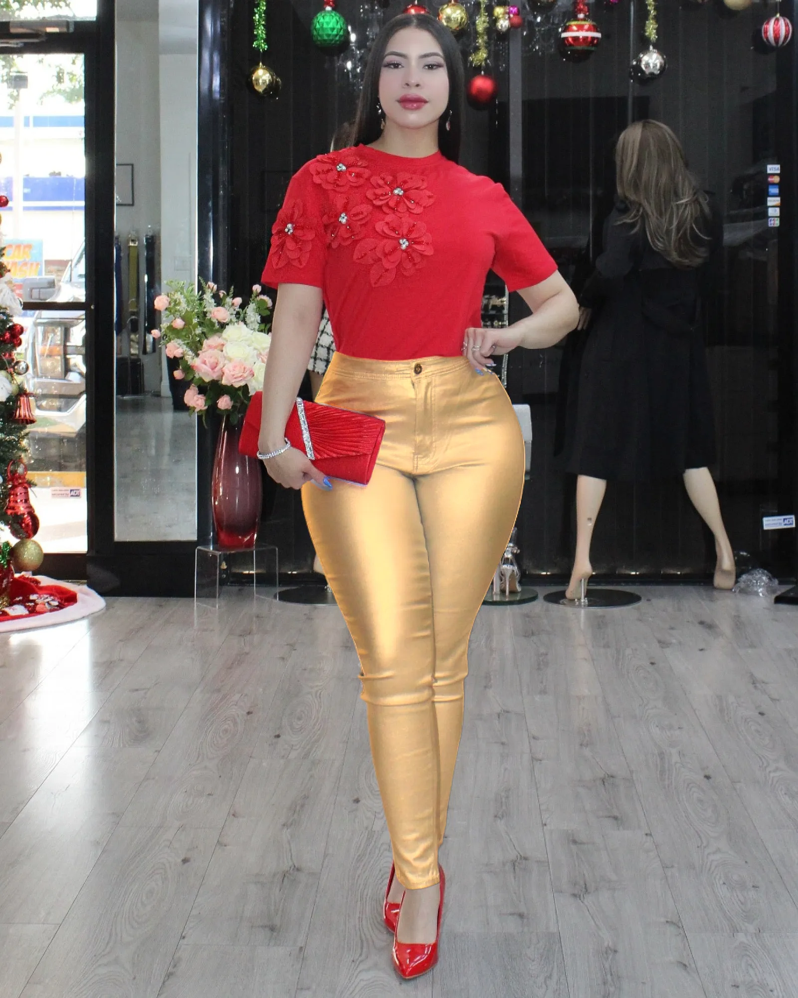 Feels Like It Faux Leather Jeggings Gold