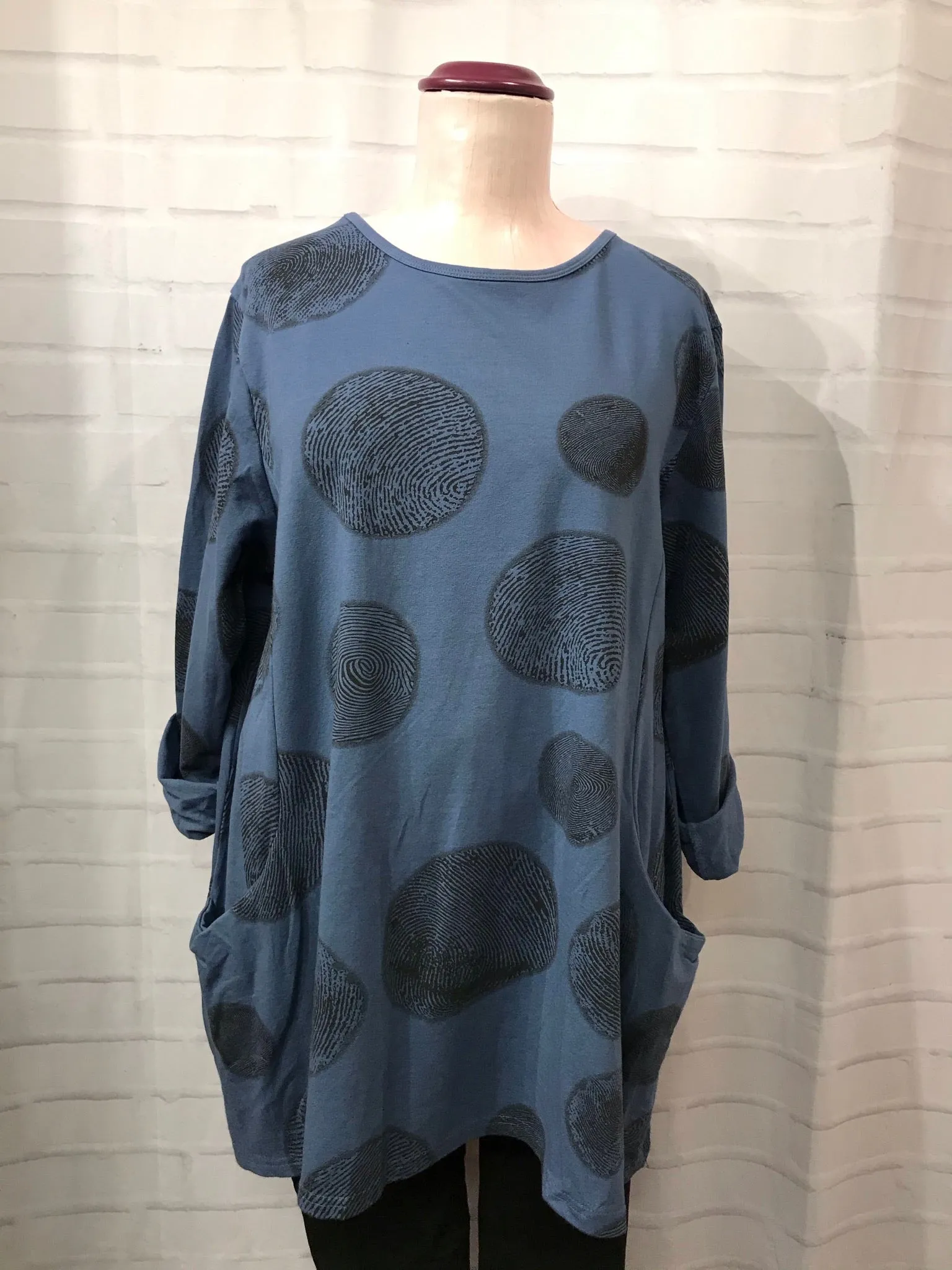 Finger Print Tunic - Denim Blue