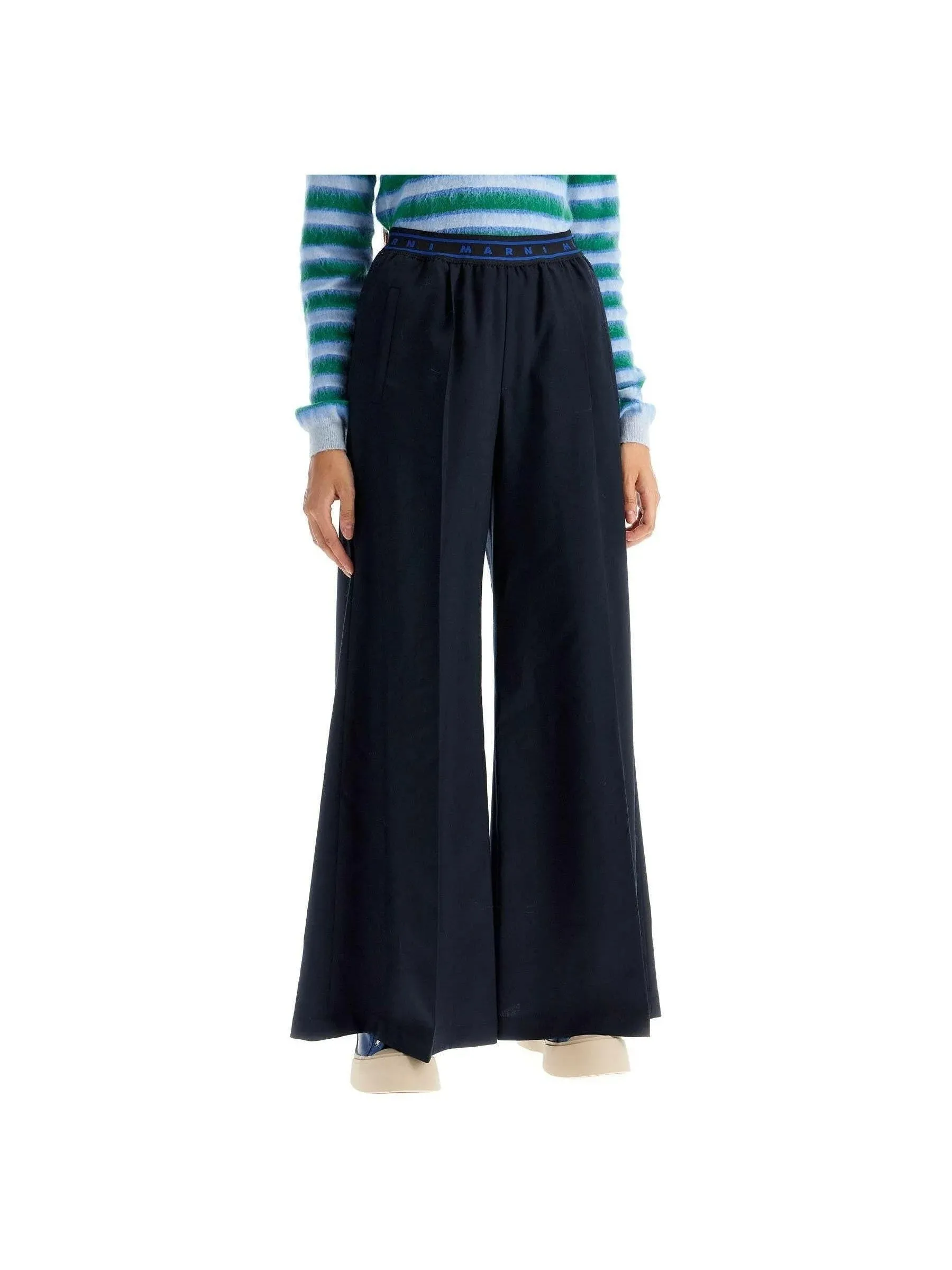 Flared Wide-Leg Trousers