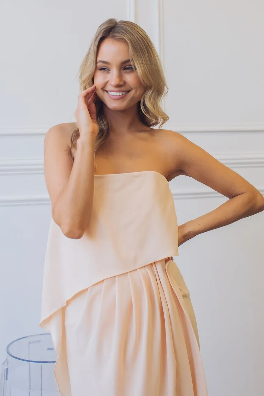 Fleur Strapless Dress - Apricot