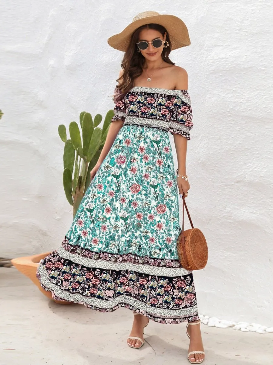 Folklore Melody Off Shoulder Bohemian Summer Dress