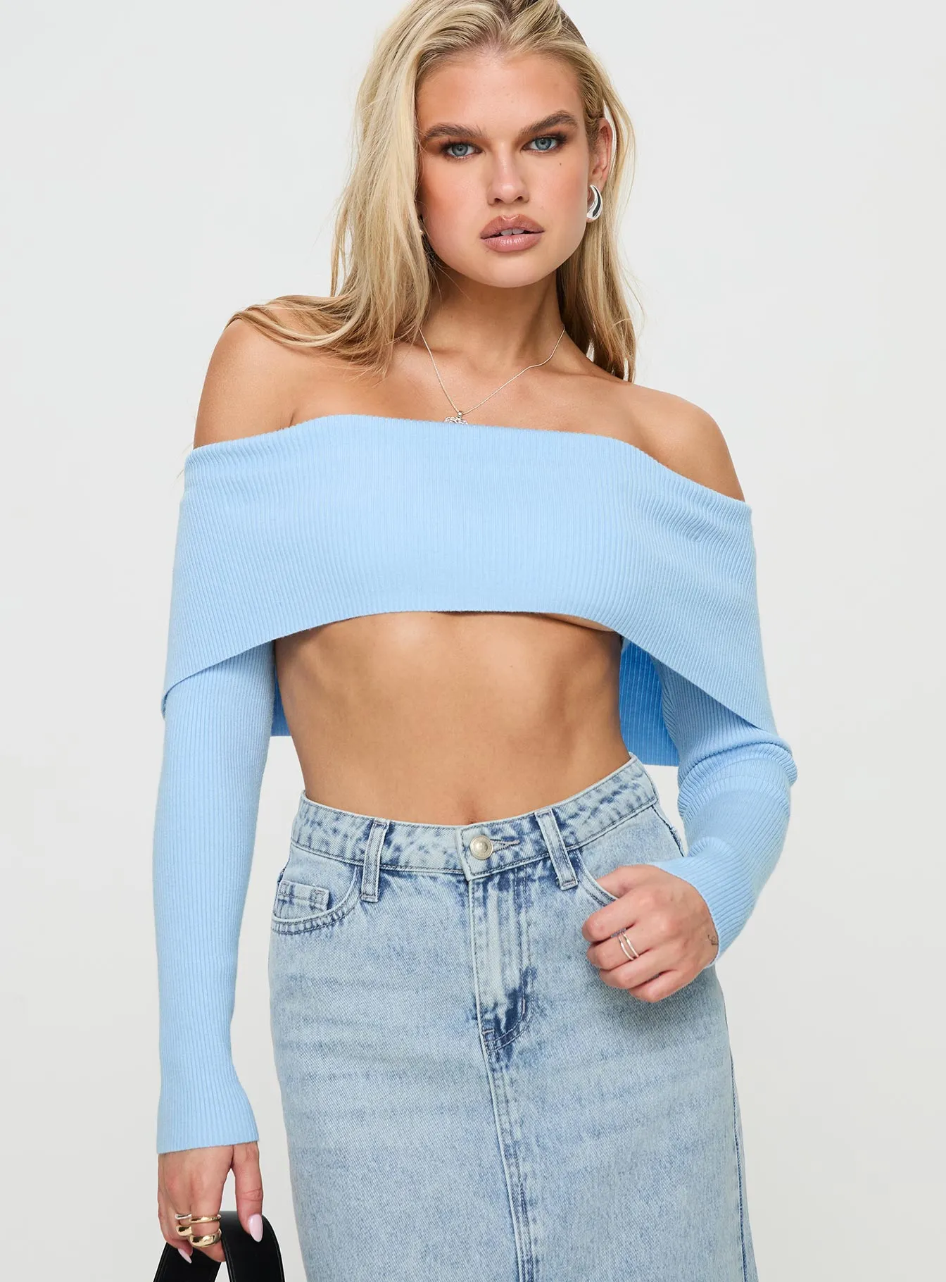 Hardele Off The Shoulder Top Blue