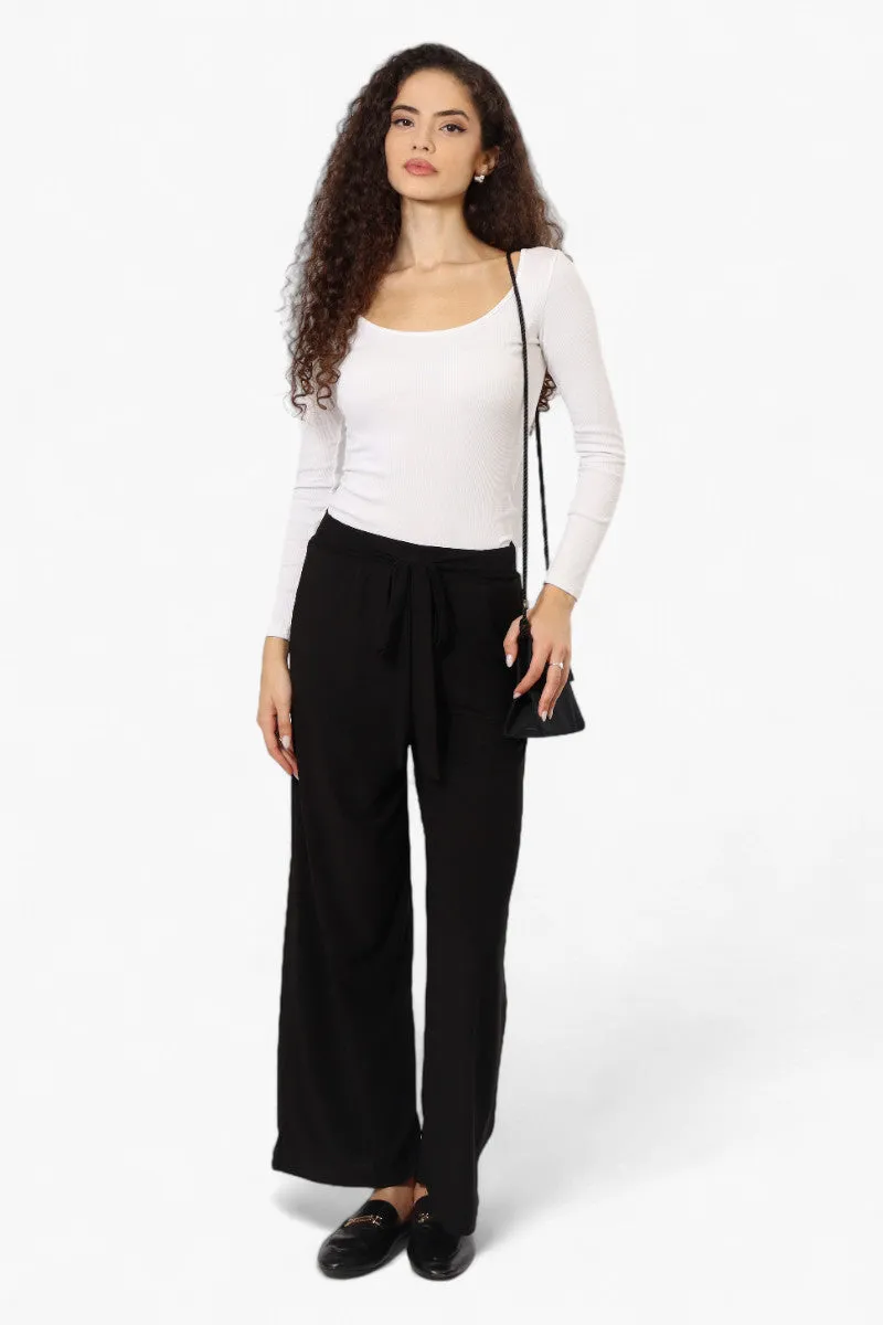 International INC Company Solid Belted Palazzo Pants - Black