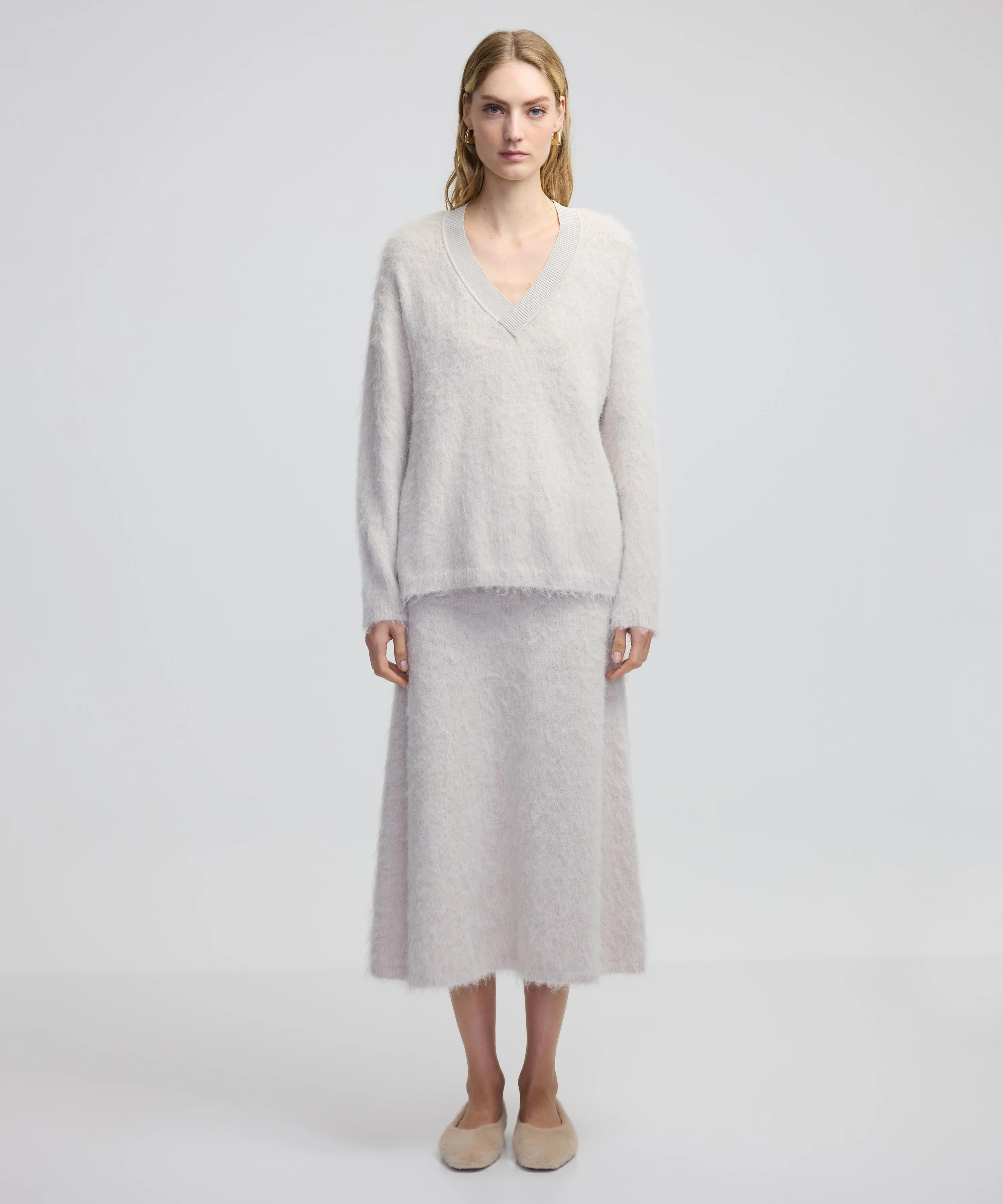 Ipekyol Wool Blend Flared Skirt Off White