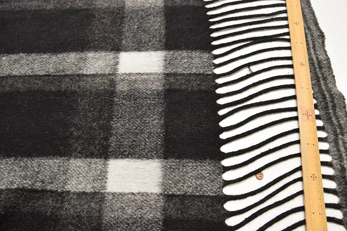 Italy-Made One-Sided Fringed Check Fabric