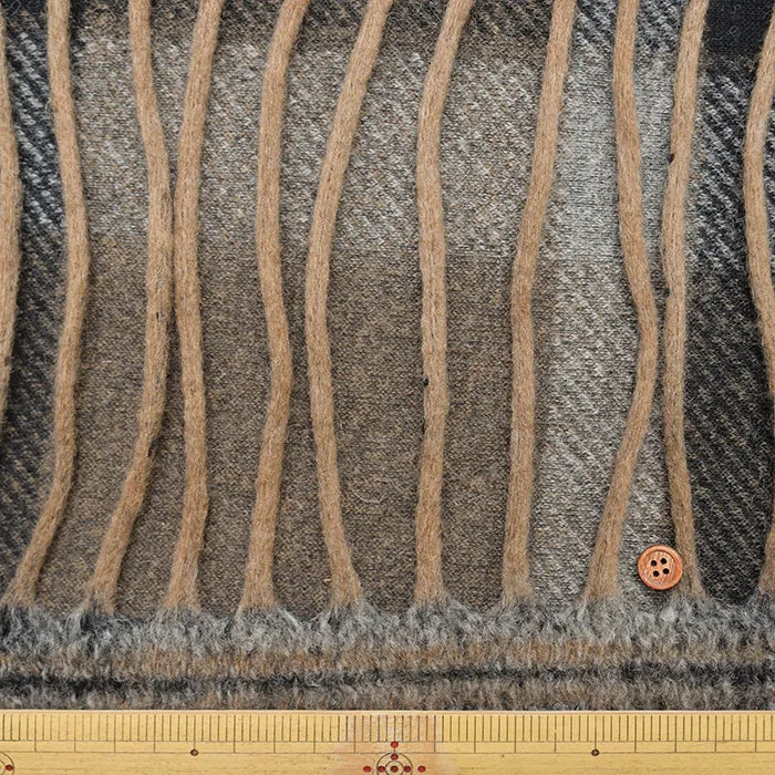 Italy-Made One-Sided Fringed Check Fabric