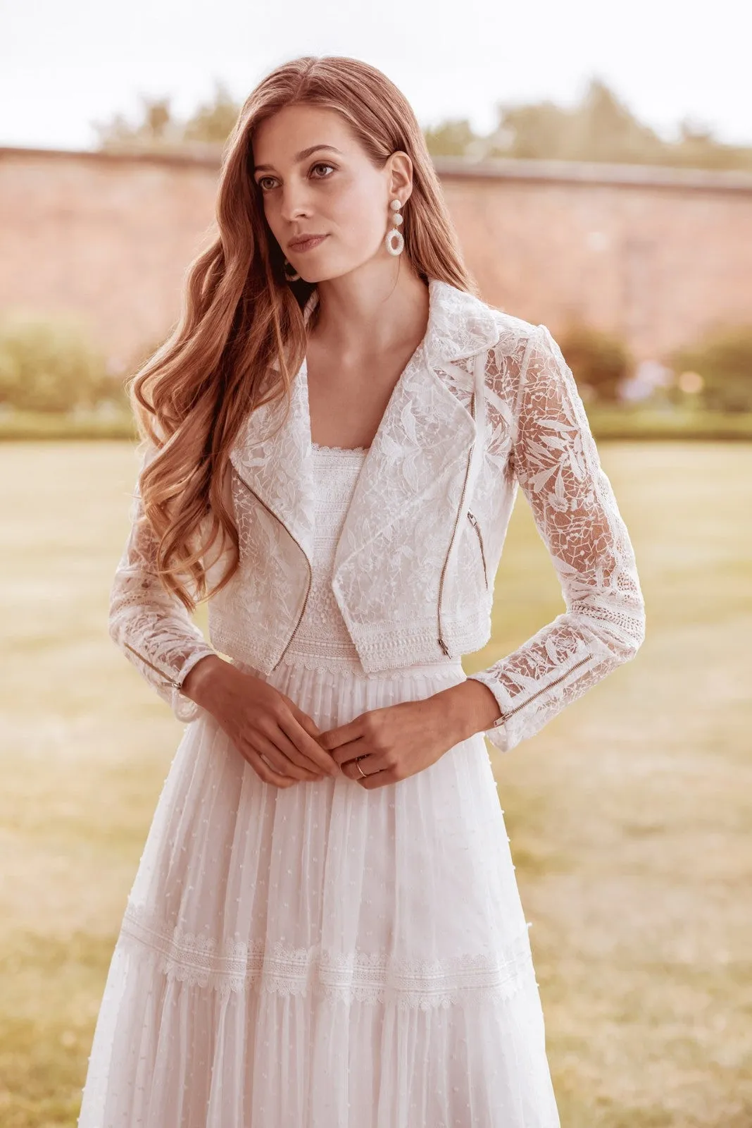 Ivory Lace biker jacket by Kelsey Rose - kr-raine-r