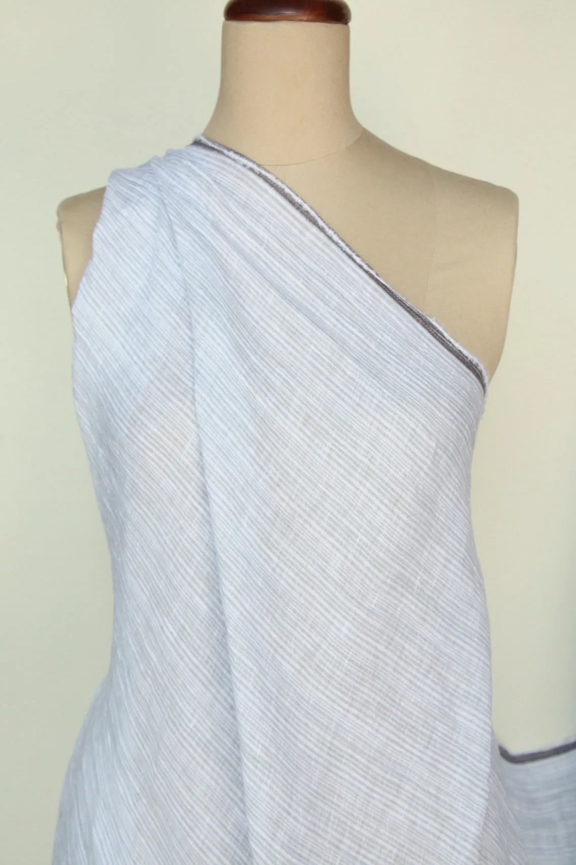 Jade Stripe Washed Linen Gauze