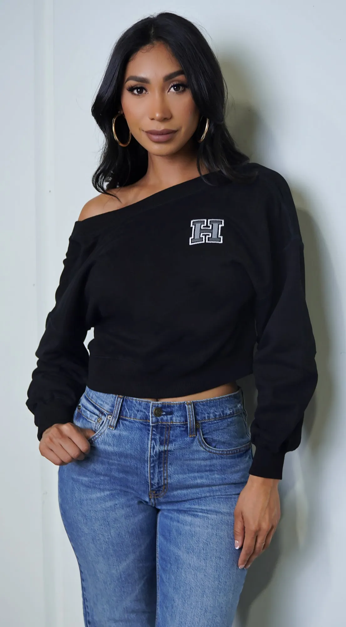 Kali Off Shoulder Sweater - Black