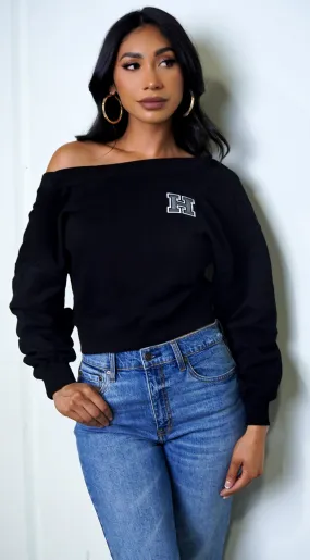 Kali Off Shoulder Sweater - Black