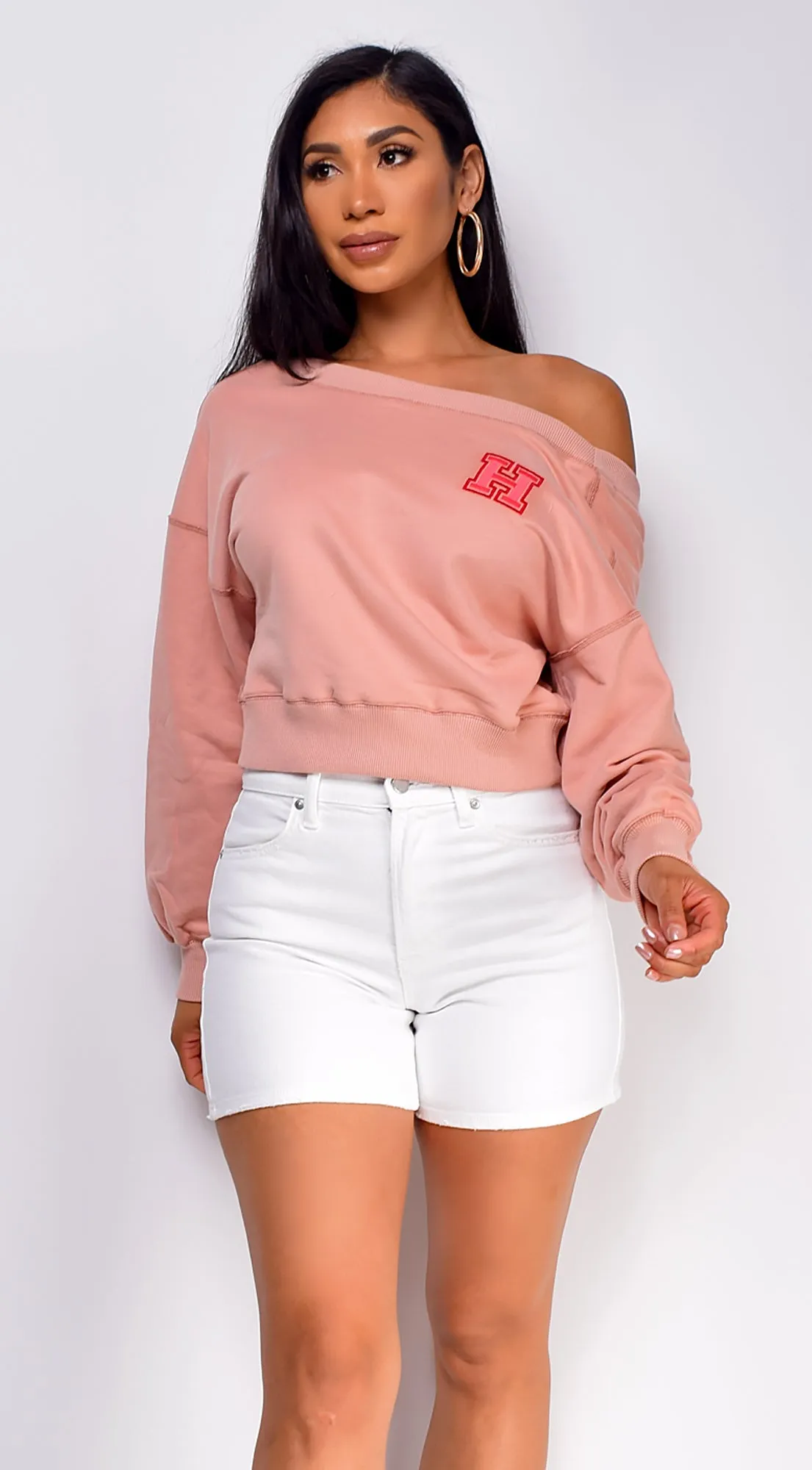 Kali Off Shoulder Sweater - Pink