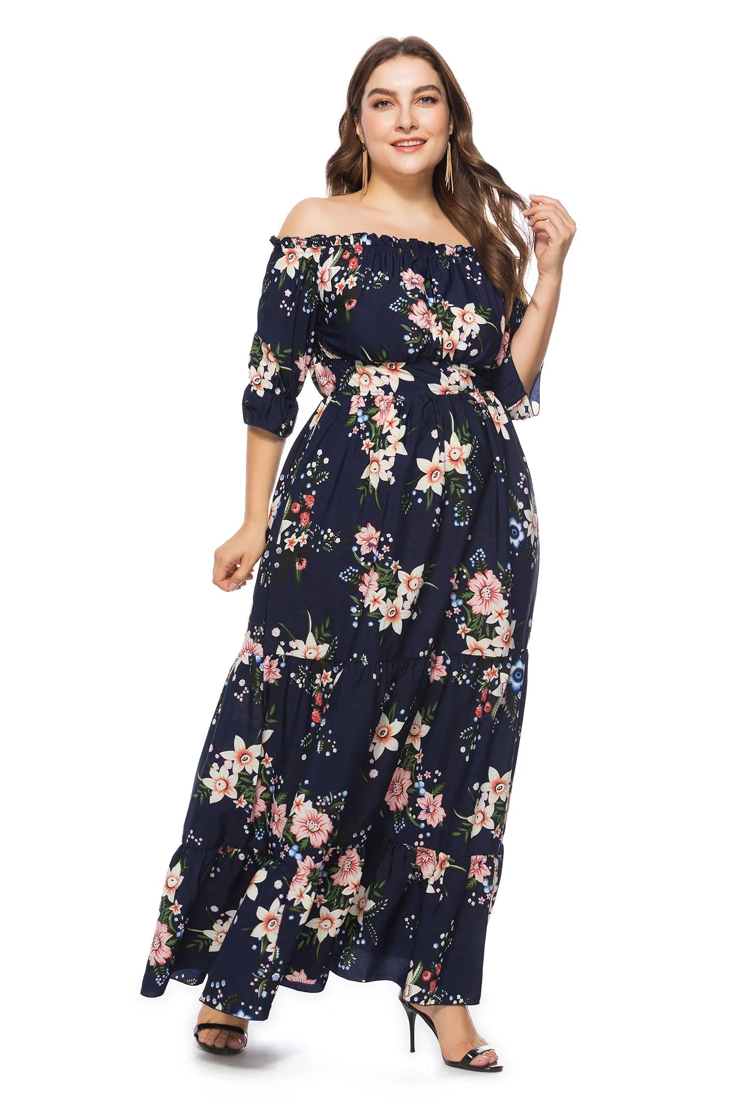 KittenAlarm - One-Neck Fat Bohemian Large Size Dress