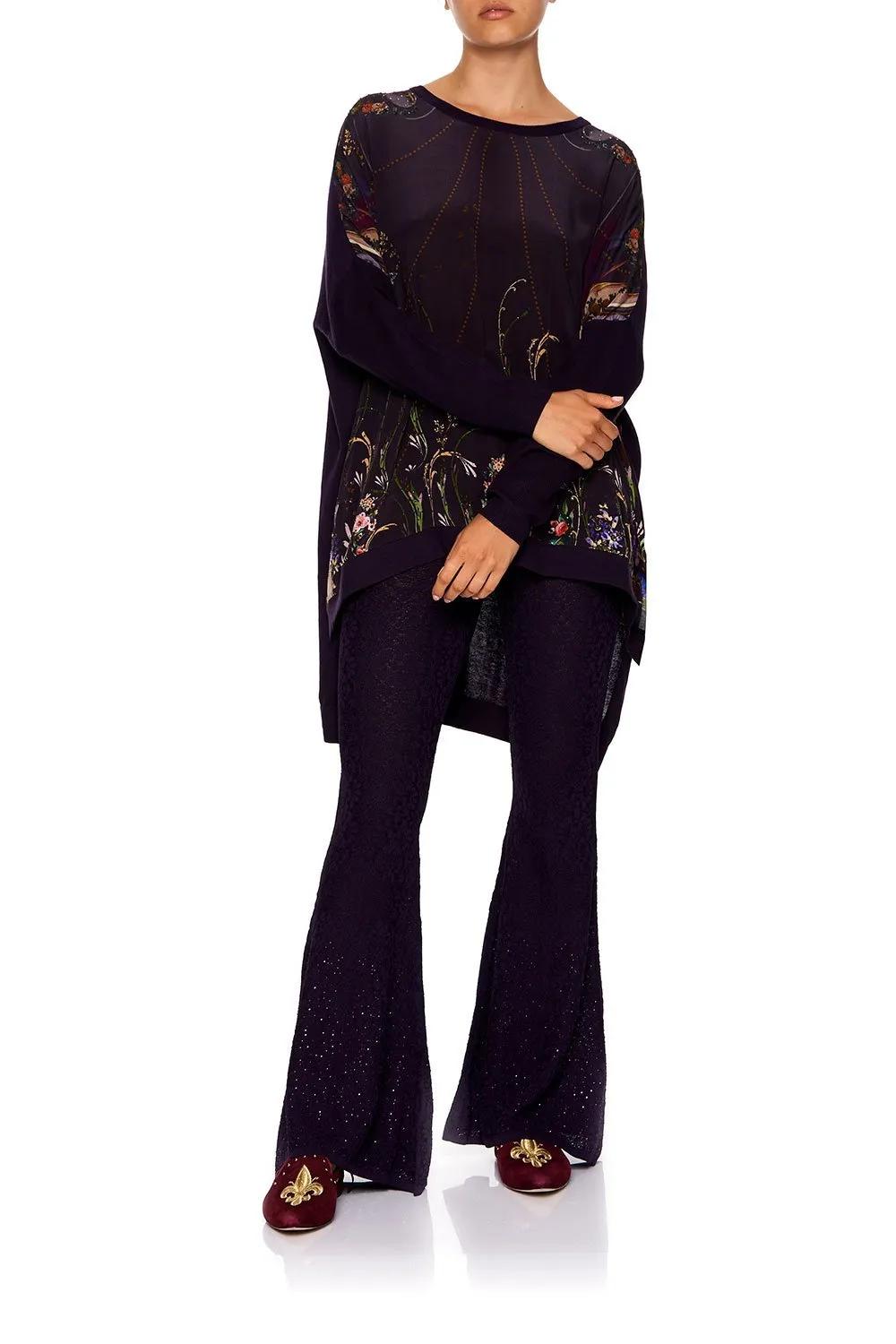 LACE KNIT FLARE PANT WILD FLOWER