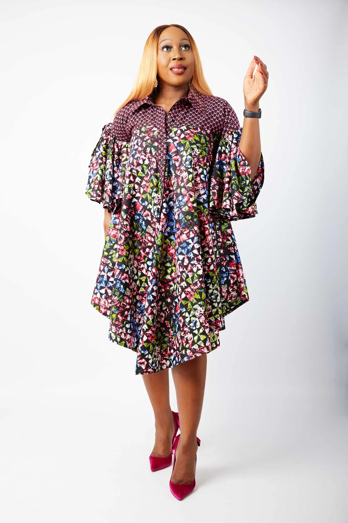 Ladake African Ankara Print Shirt Dress