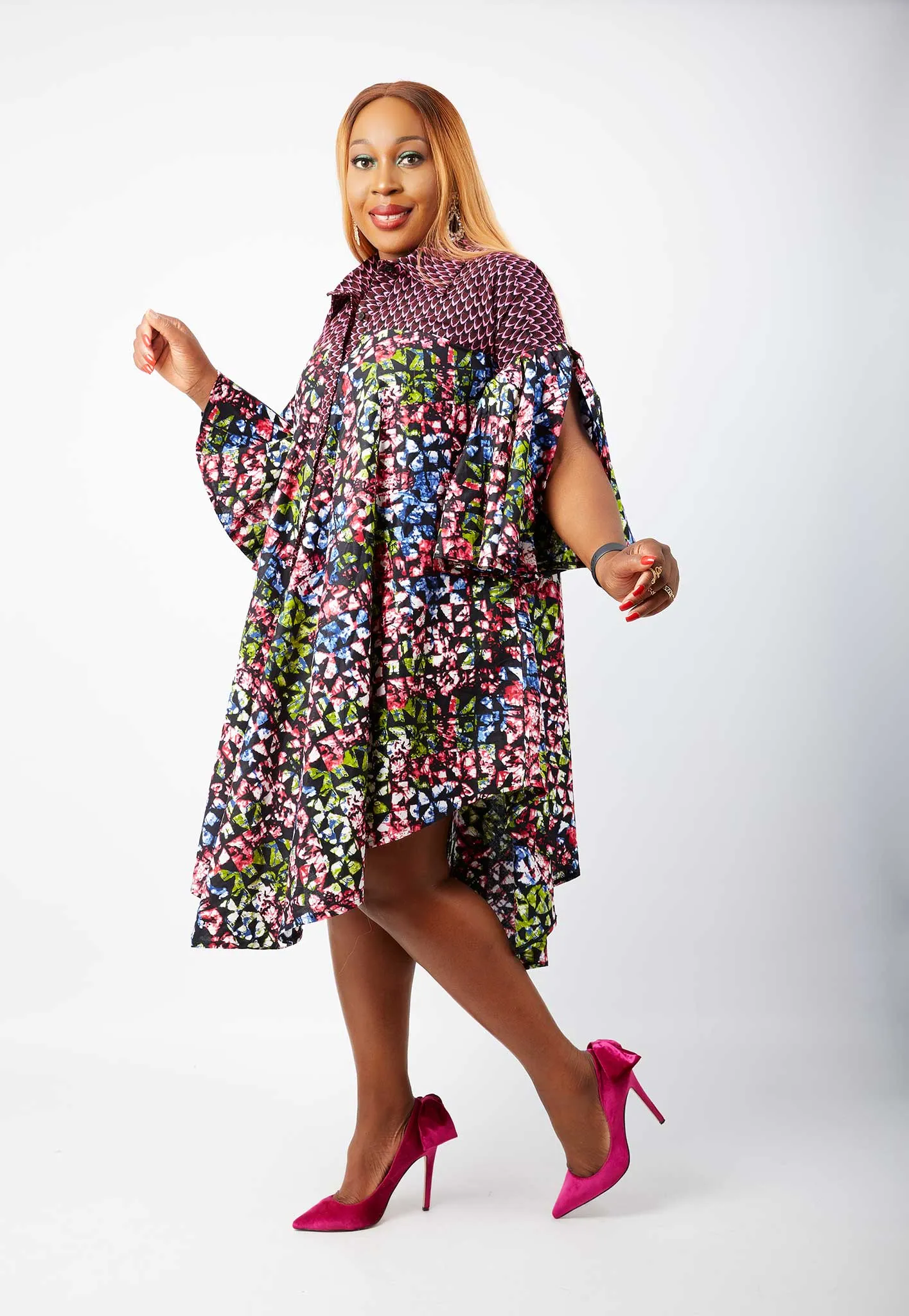 Ladake African Ankara Print Shirt Dress