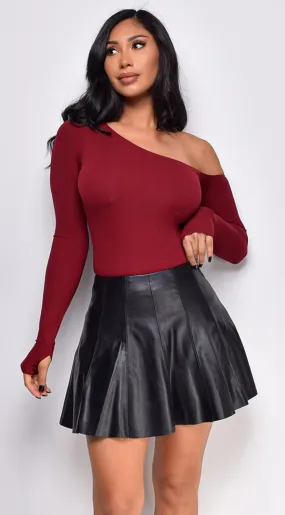 Louisa One Shoulder Top - Burgundy